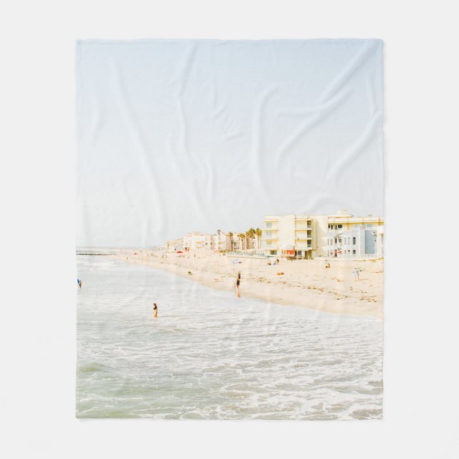 BEACH NEAR BUILDING AT DAYTIME FLEECE BLANKET (Front)