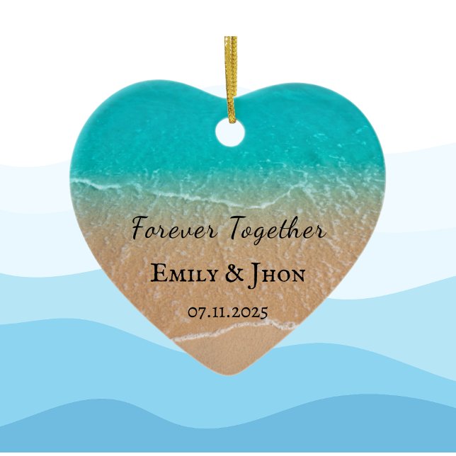 Beach Newly married couple photo Christmas Ceramic Ornament (Creator Uploaded)