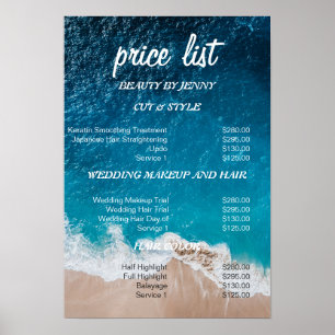 Beach Ocean Beauty Salon Price List – Coastal Blue Poster