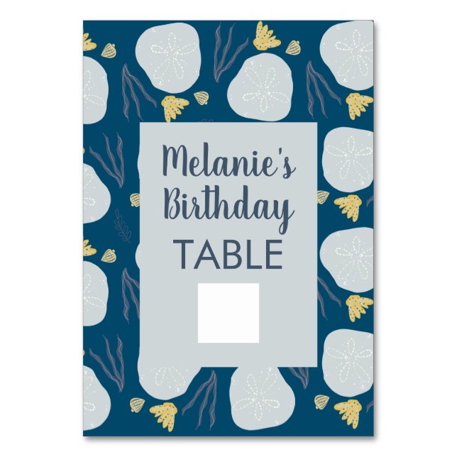 Beach Ocean Birthday Fill In Table Card (Front)