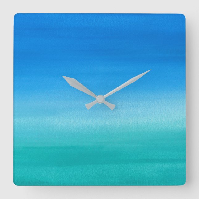 Beach Ocean Blue Green No Numbers Square Wall Clock (Front)
