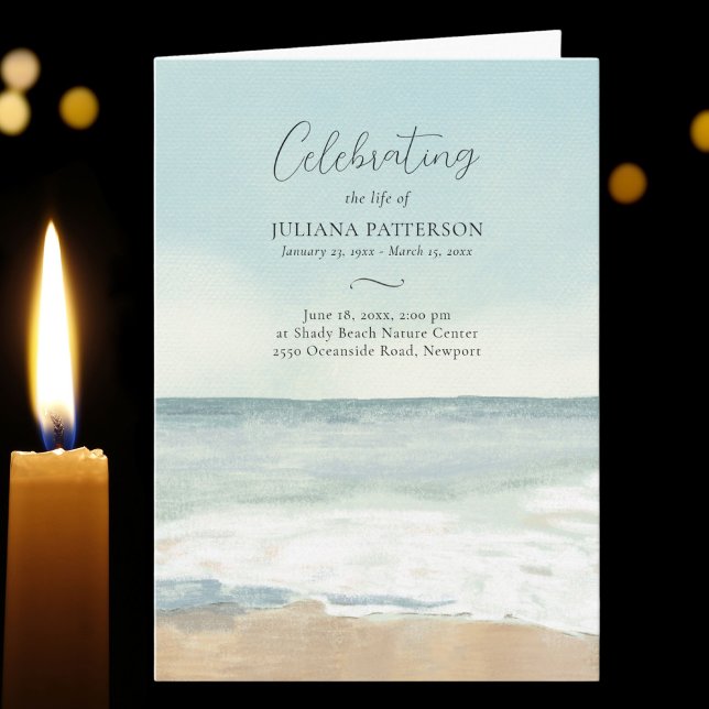Beach Ocean Celebration of Life Photo Funeral Program (Creator Uploaded)