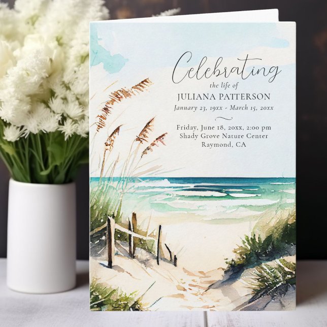 Beach Ocean Celebration of Life Photo Funeral Program (Creator Uploaded)