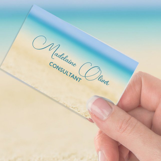 Beach Ocean Coastal Blue  Modern Chic Business Card (Creator Uploaded)