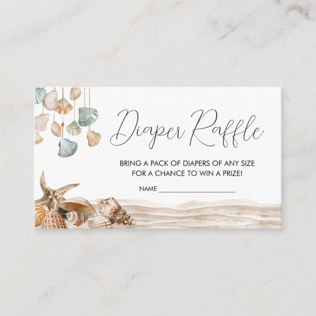 Beach Ocean Corals Baby Shower Diaper Raffle Enclosure Card (Front)