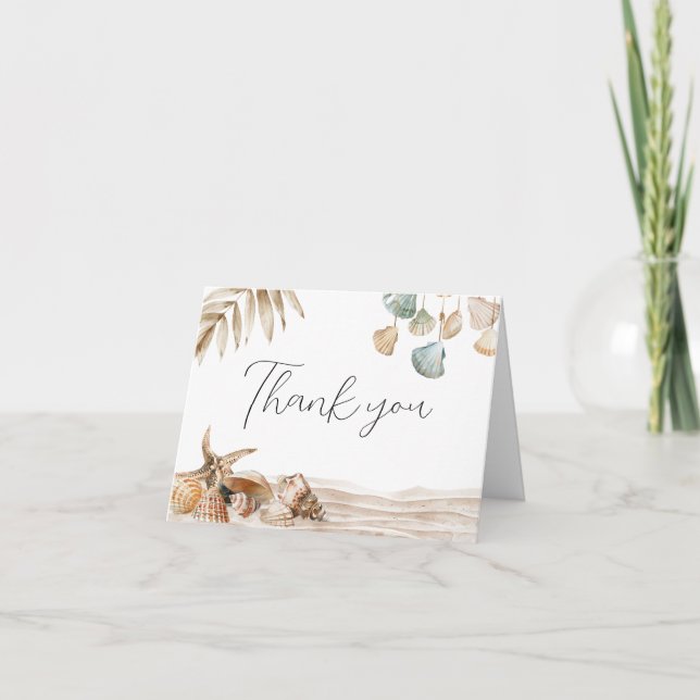 Beach Ocean Corals Baby Shower Thank You Card (Front)