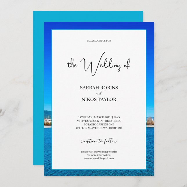 Beach Ocean Costal Wedding Invitation (Front/Back)