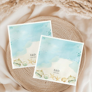 Beach Ocean Destination Wedding Bridal Birthday Napkin
