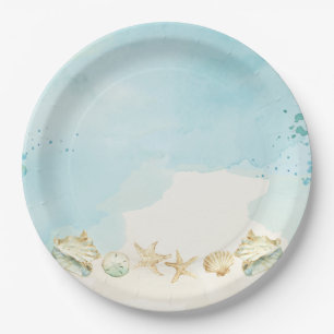 Beach Ocean Destination Wedding Bridal Birthday Paper Plate