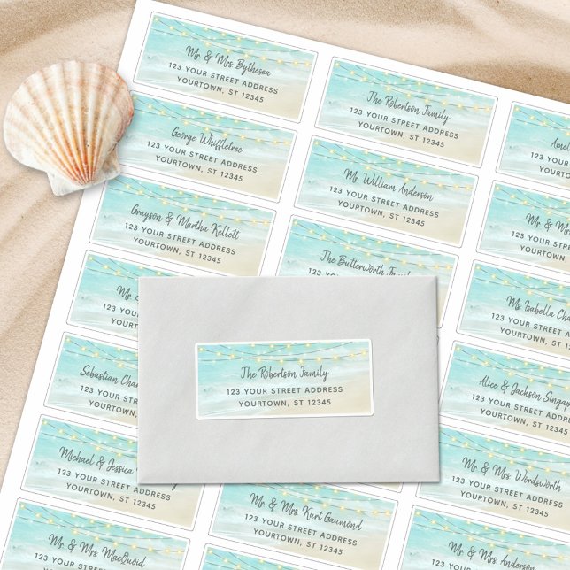 Beach Ocean Lights Wedding Guest Address Labels (Creator Uploaded)