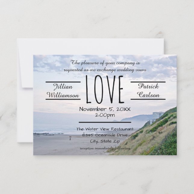 Beach/Ocean Love - 3x5 Wedding Invitation (Front)