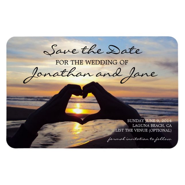 Beach Ocean Love Heart Wedding Save the Date Magnet (Horizontal)