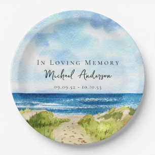 Beach Ocean Memorial Funeral Wake Paper Plate