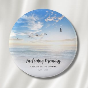 Beach Ocean Memorial or Funeral Tribute 6 Cm Round Badge