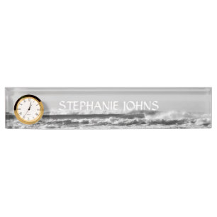 Beach Ocean Monogram Name Water Black White Cool Nameplate