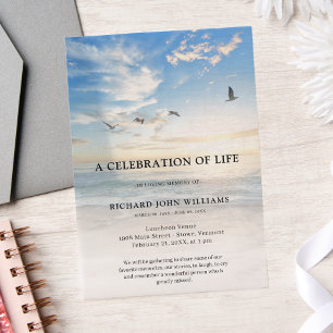 Beach Ocean Nature Celebration of Life Funeral Vellum Invitations