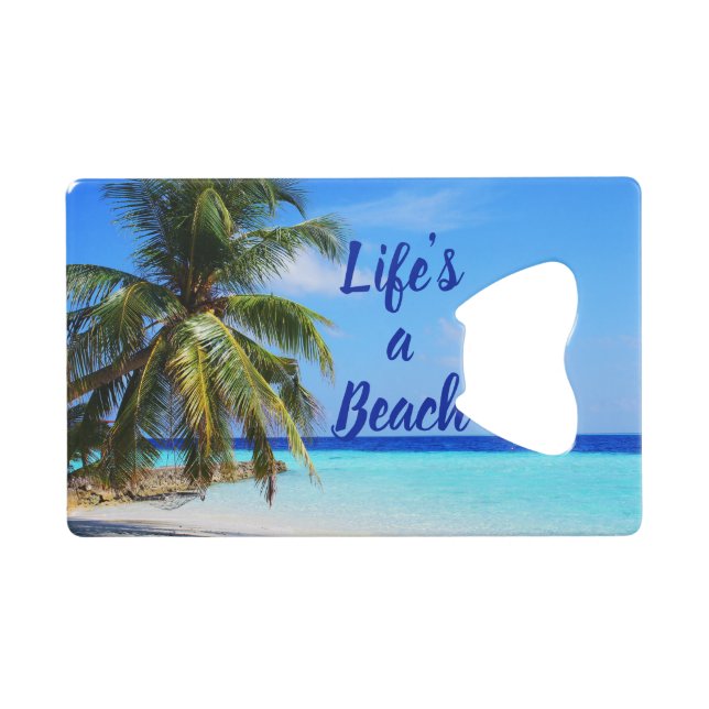 Beach ocean Palm tree Life is a beach Can Cooler (Front (Horizontal))