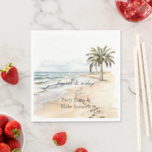 Beach Ocean Palm Tree Wedding Napkin