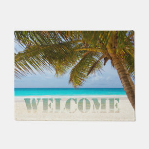 Beach, Ocean, Palm  ,Welcome Doormat