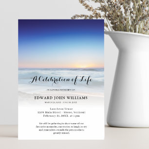 Beach Ocean Photo Celebration of Life Funeral Invitation