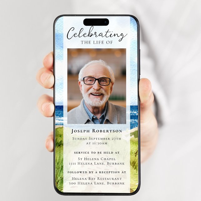 Beach Ocean Photo Funeral Digital Evite Invitation (Creator Uploaded)