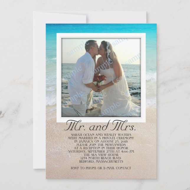 Beach Ocean Photo Marriage Announcement (Front)