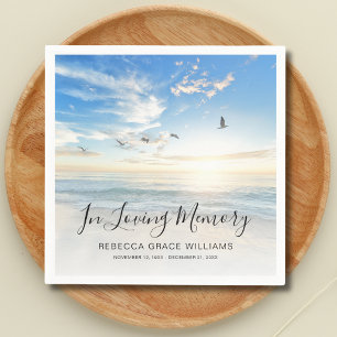 Beach Ocean Photo Memorial Funeral  Napkin