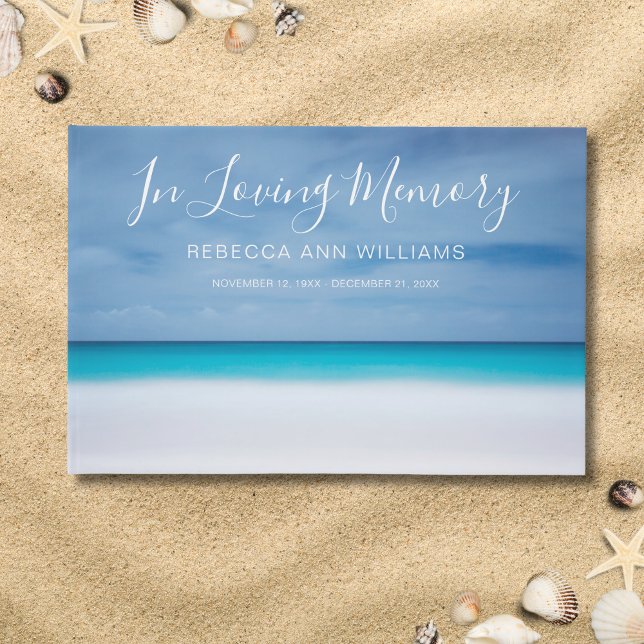 Beach Ocean Photo Memorial or Funeral Guest Book (Beach Memorial Guest Book)