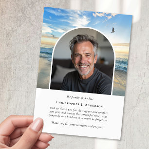 Beach Ocean Photo Sympathy Funeral Memorial Thank You Card