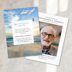 Beach Ocean Photo Sympathy Funeral Memorial Thank You Card