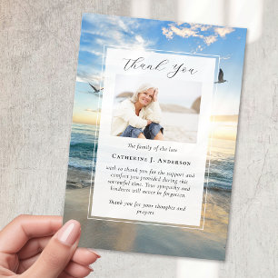 Beach Ocean Photo Sympathy Funeral Memorial Thank You Card