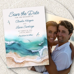 Beach Ocean Photo Wedding Save The Date