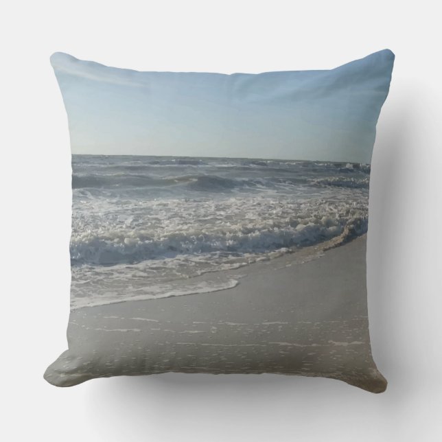 Beach Ocean Print Throw Pillow (Front)