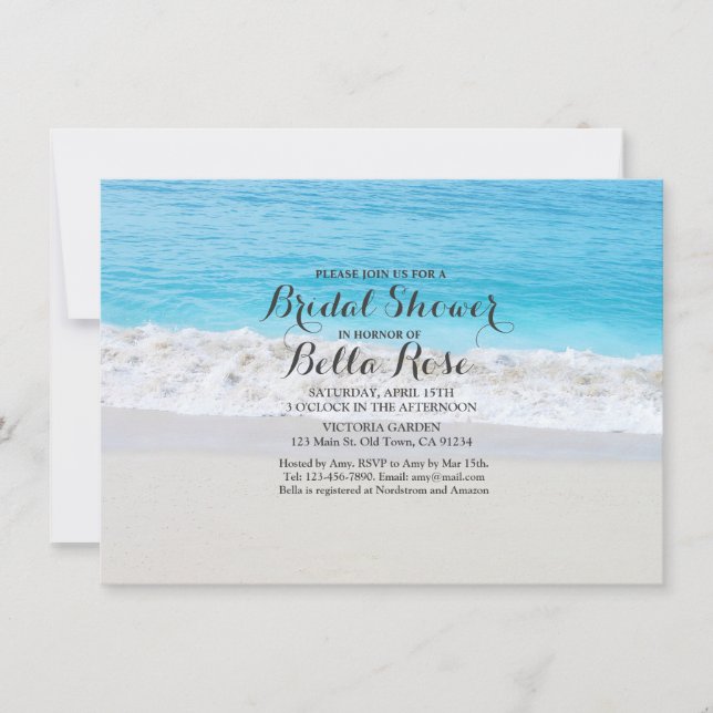 Beach ocean sand bridal shower invites beach1 (Front)