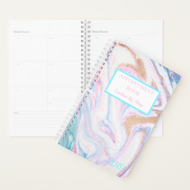 Beach Ocean Sand Marble Gold Glitter Watercolor Planner (Display)