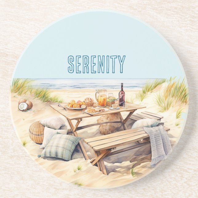 Beach Ocean Sand Picnic Table Food Coaster (Front)