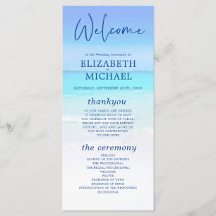 Beach Ocean Sea Blue Tropical Summer Wedding Program