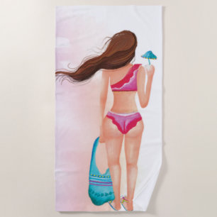 *~* Beach Ocean Sea Nautical Woman Bikini Cocktail Beach Towel