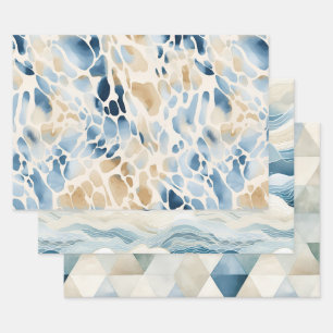 Beach Ocean Sea Watercolor Pattern  Wrapping Paper Sheet