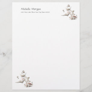 Beach Ocean Seashells Personalised Custom Letterhead