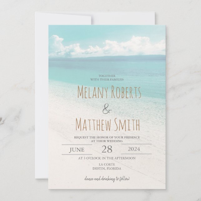 Beach Ocean Seaside Beach Themed Wedding Invitation (Front)