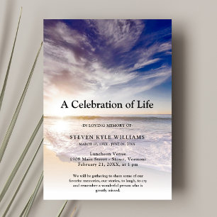 Beach ocean seaside Celebration of Life Funeral Invitation
