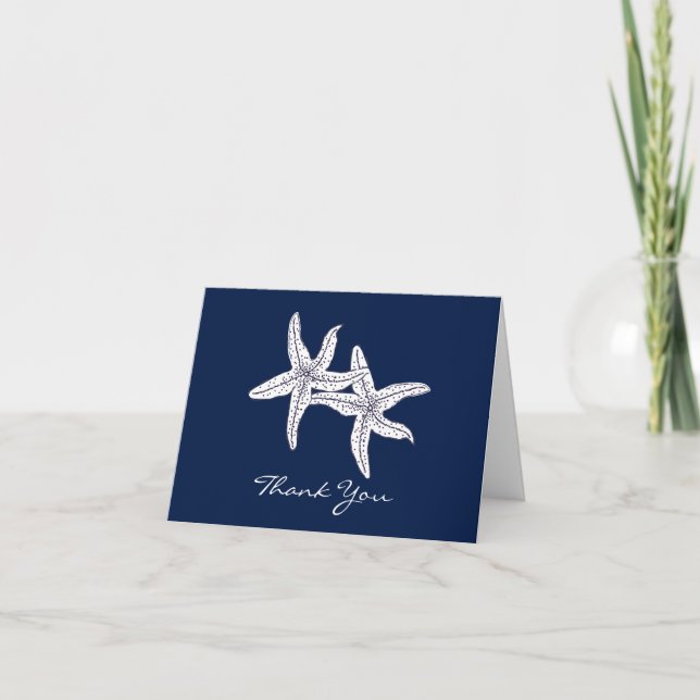 Beach Ocean Starfish Couple Thank You Card (Front)