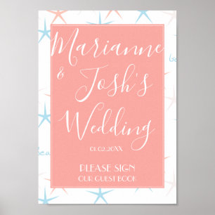 Beach Ocean Starfish Wedding Guest Book Sign