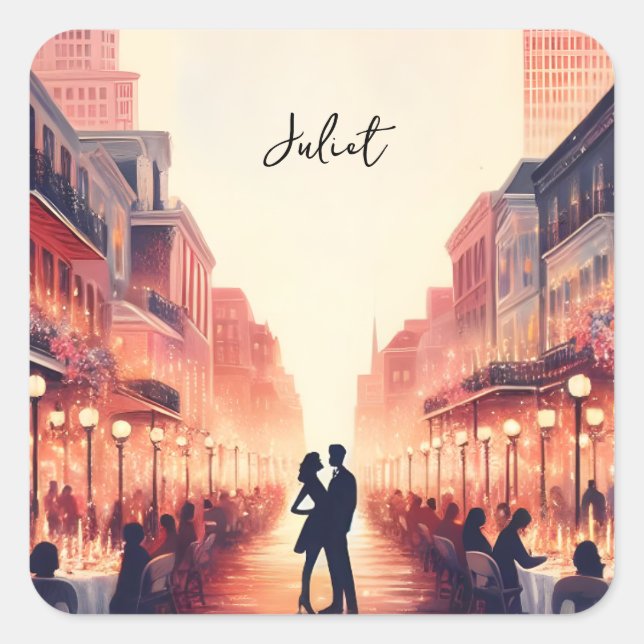 Beach Ocean Summer New Orleans Bridal Shower Square Sticker (Front)