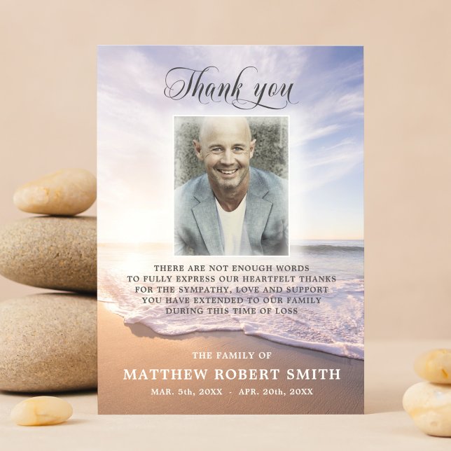 Beach Ocean Sun Thank You Funeral Memorial PHOTO (Creator Uploaded)