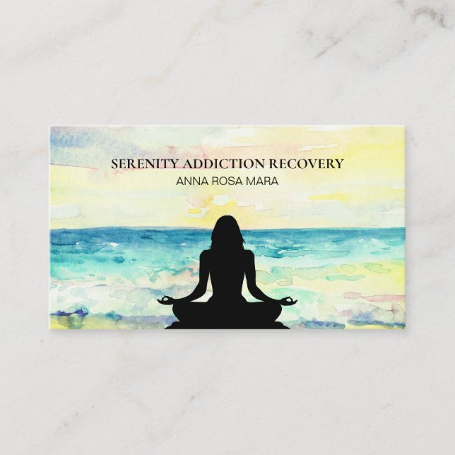 *~* Beach Ocean Sunrise Sea Mindfulness Meditation Business Card (Front)