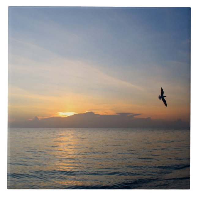 Beach Ocean Sunset Photo 195 Ceramic Tile (Front)