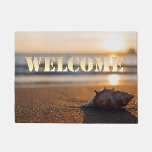 Beach, Ocean, Sunset, Seashell ,Welcome Doormat