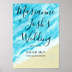 Beach Ocean Tropical Wedding Guest Book Sign